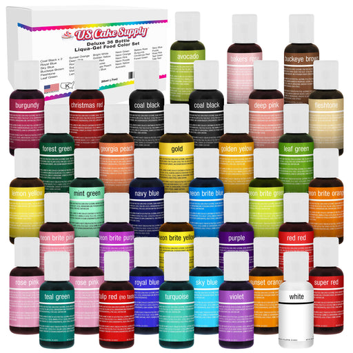 36 Color Cake Food Coloring Liqua-Gel Decorating Baking Master Set of All 36 Colors - 0.75 fl. oz. (20ml) Bottles - Made in the U.S.A.
