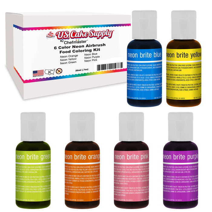 6 Neon Liqua-Gel Cake Color Kit, 0.7 fl. oz.