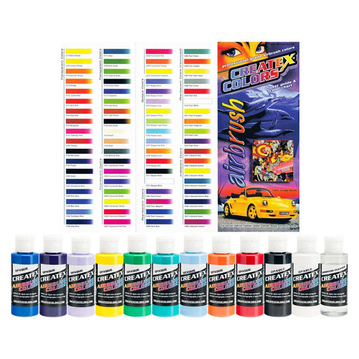 11 Createx Colors Opaque Airbrush Paint Kit Color Chart - Hobby, Craft, Art