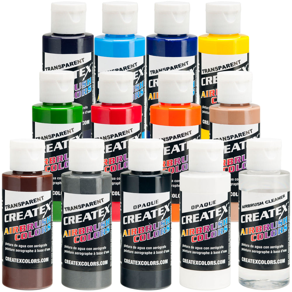 12 Color Transparent Airbrush Paint Set, 2 oz. Bottles