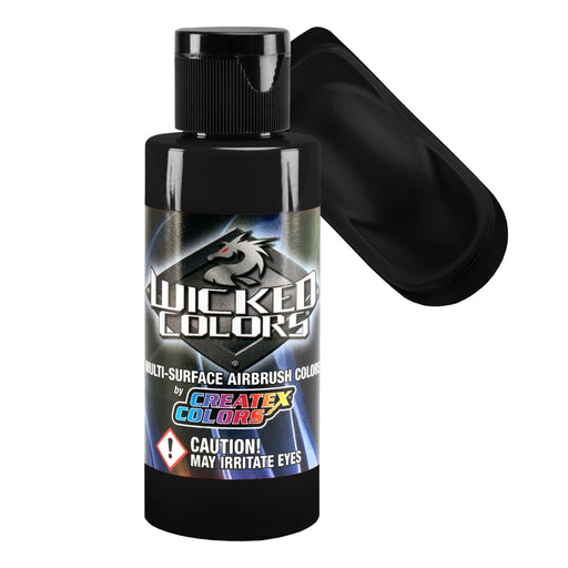 Black - Wicked Colors Airbrush Paint, Semi-Gloss Finish, 2 oz.