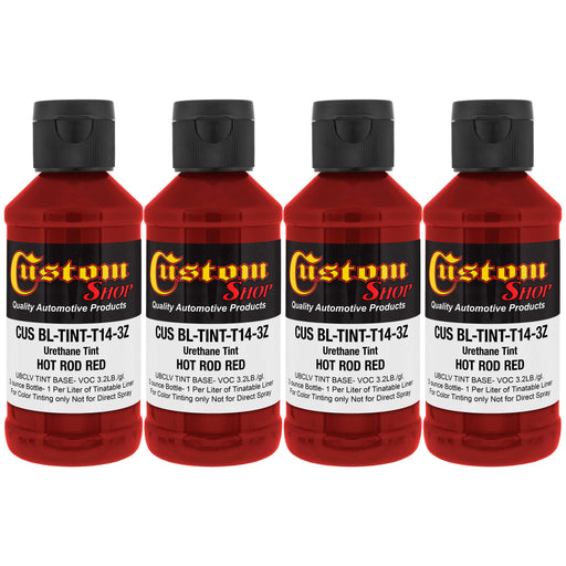 3 oz (Hot Rod Red Color) Urethane Tint Concentrate for Tinting Truck Bed Liner Coatings - Pack of 4