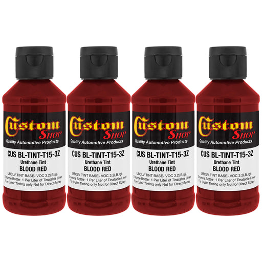 3 oz (Blood Red Color) Urethane Tint Concentrate for Tinting Truck Bed Liner Coatings - Pack of 4