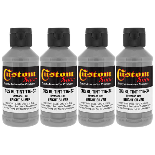 3 oz (Bright Silver Color) Urethane Tint Concentrate for Tinting Truck Bed Liner Coatings - Pack of 4