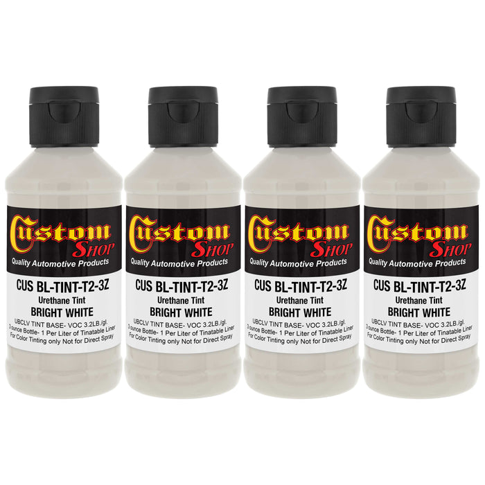 3 oz (Bright White Color) Urethane Tint Concentrate for Tinting Truck Bed Liner Coatings - Pack of 4