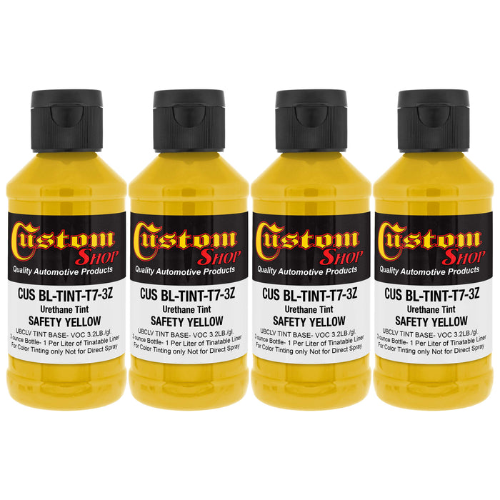 3 oz (Safety Yellow Color) Urethane Tint Concentrate for Tinting Truck Bed Liner Coatings - Pack of 4