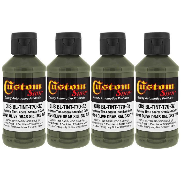 Camouflage Series 3 oz (Olive Drab Federal Standard Color #34094) Urethane Tint Concentrate for Tinting Truck Bed Liner Coatings - Pack of 4