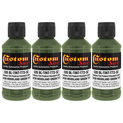 Camouflage Series 3 oz (Woodland Green Federal Standard Color #34128) Urethane Tint Concentrate for Tinting Truck Bed Liner Coatings - Pack of 4