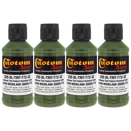 Camouflage Series 3 oz (Woodland Green Federal Standard Color #34128) Urethane Tint Concentrate for Tinting Truck Bed Liner Coatings - Pack of 4