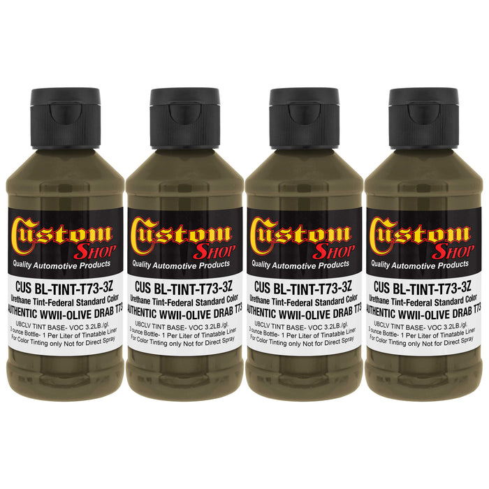 Camouflage Series 3 oz (Authentic WWII Olive Drab Federal Standard Color) Urethane Tint Concentrate for Tinting Truck Bed Liner Coatings - Pack of 4