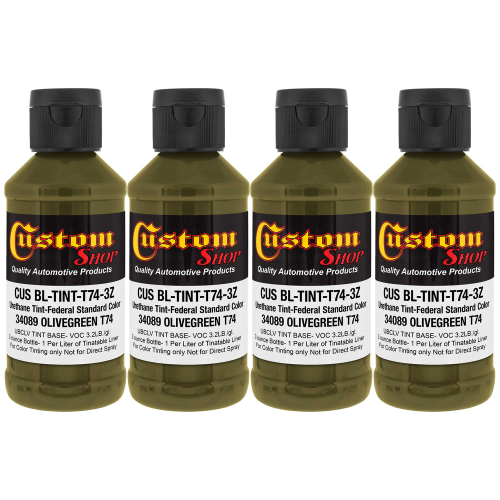 Camouflage Series 3 oz (Olive Green Federal Standard Color #34089) Urethane Tint Concentrate for Tinting Truck Bed Liner Coatings - Pack of 4