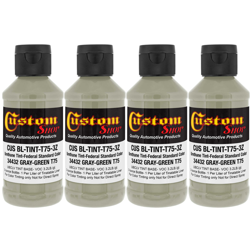 Camouflage Series 3 oz (Gray Green Federal Standard Color #34432) Urethane Tint Concentrate for Tinting Truck Bed Liner Coatings - Pack of 4