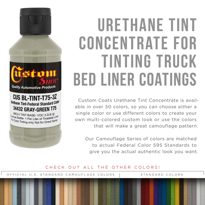 Camouflage Series 3 oz (Gray Green Federal Standard Color #34432) Urethane Tint Concentrate for Tinting Truck Bed Liner Coatings
