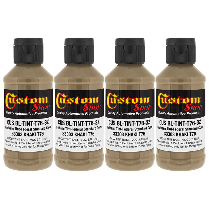 Camouflage Series 3 Ounce (Khaki Federal Standard Color #33303) Urethane Tint Concentrate for Tinting Truck Bed Liner Coatings - Pack of 4