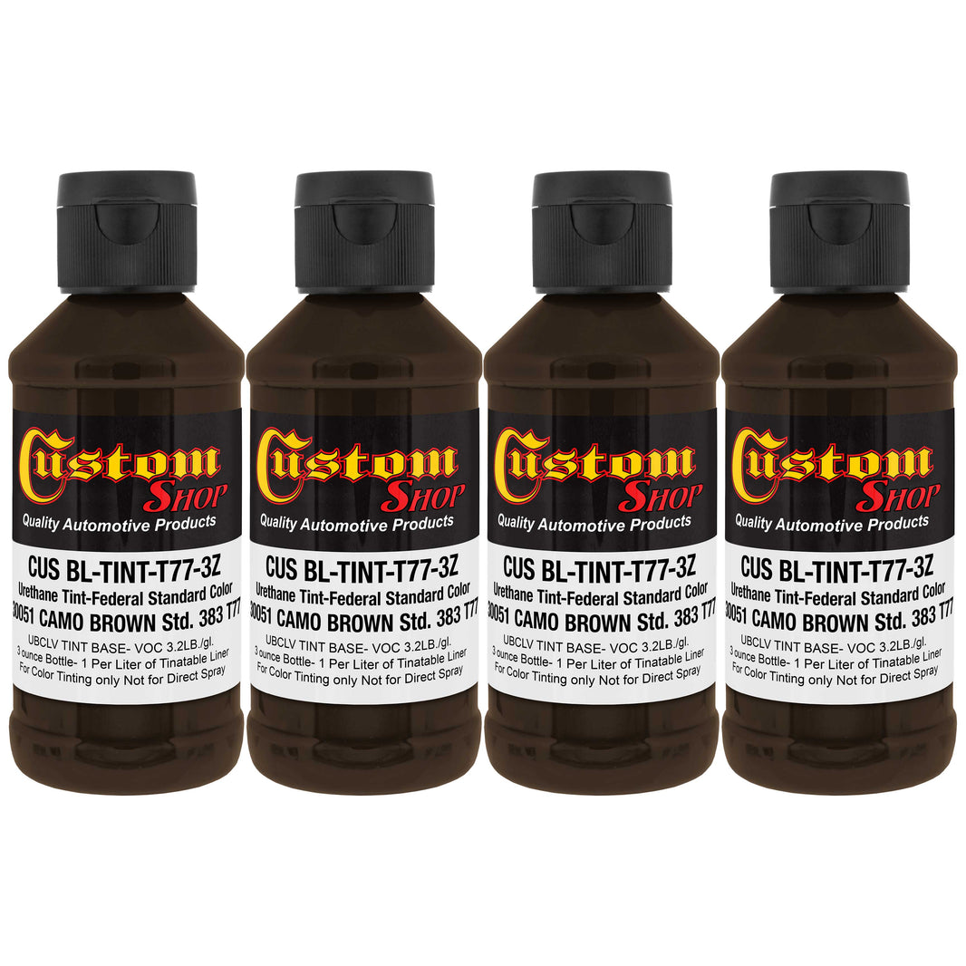 Camouflage Series 3 oz (Camo Brown Federal Standard Color #30051) Urethane Tint Concentrate for Tinting Truck Bed Liner Coatings - Pack of 4