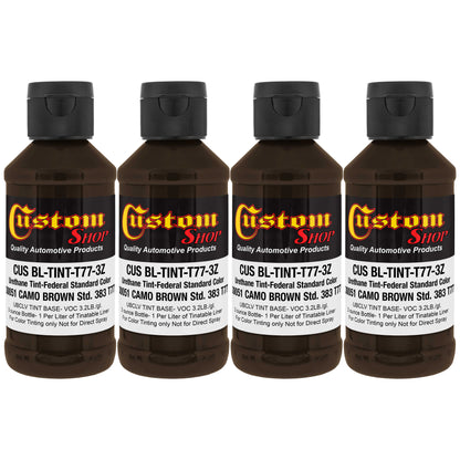 Camouflage Series 3 oz (Camo Brown Federal Standard Color #30051) Urethane Tint Concentrate for Tinting Truck Bed Liner Coatings - Pack of 4