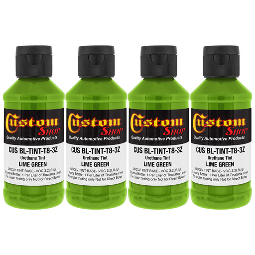 3 oz (Lime Green Color) Urethane Tint Concentrate for Tinting Truck Bed Liner Coatings - Pack of 4