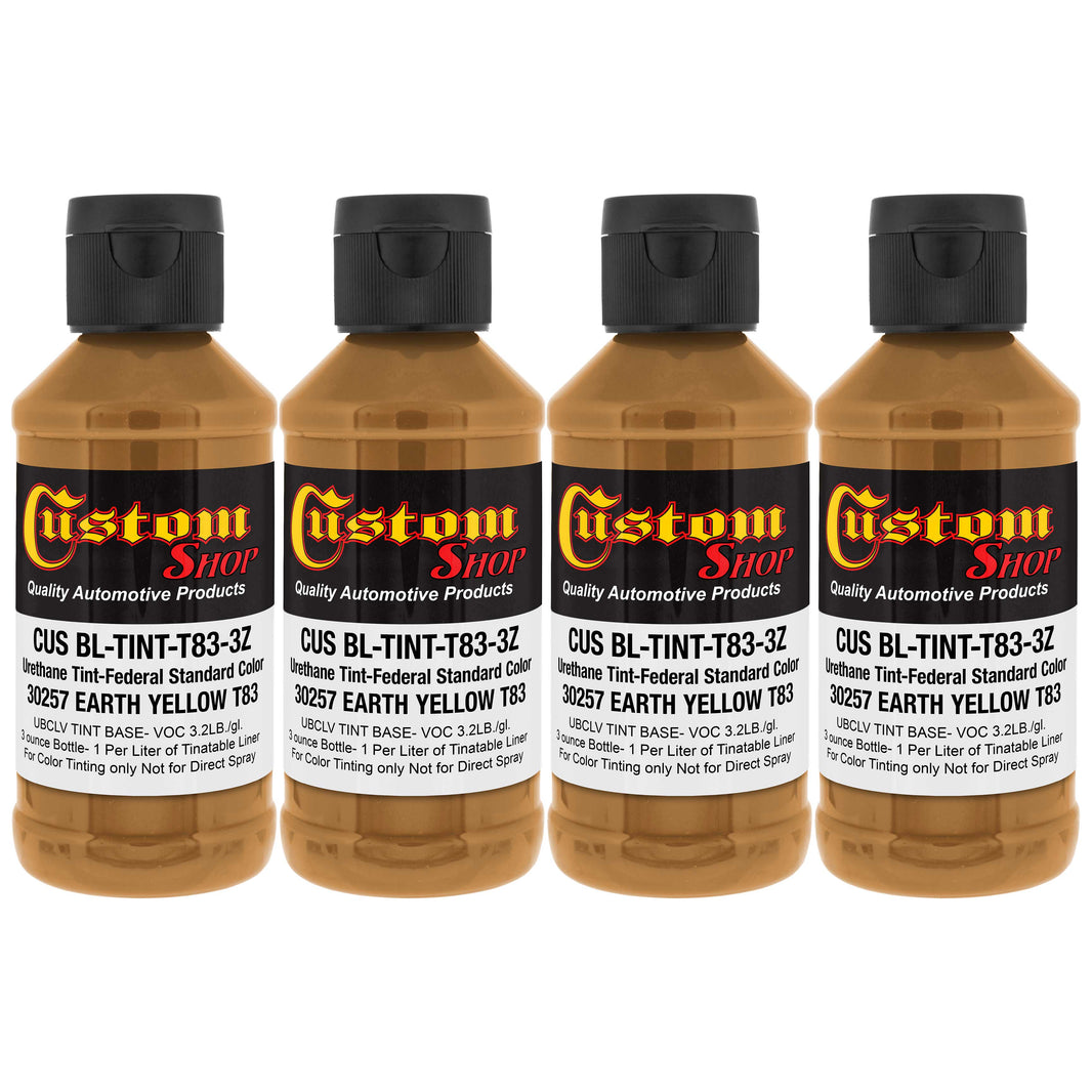 Camouflage Series 3 oz (Earth Yellow Federal Standard Color #30257) Urethane Tint Concentrate for Tinting Truck Bed Liner Coatings - Pack of 4