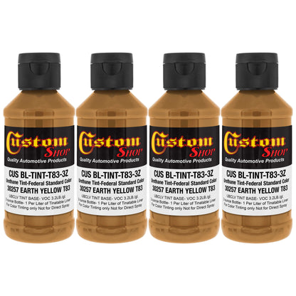 Camouflage Series 3 oz (Earth Yellow Federal Standard Color #30257) Urethane Tint Concentrate for Tinting Truck Bed Liner Coatings - Pack of 4