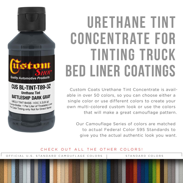 Camouflage Series 3 oz (Battleship Dark Gray Federal Standard Color #36118) Urethane Tint Concentrate for Tinting Truck Bed Liner Coatings