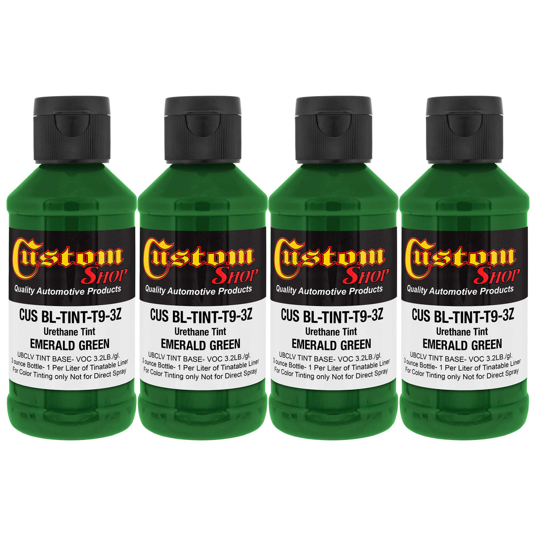 3 oz (Emerald Green Color) Urethane Tint Concentrate for Tinting Truck Bed Liner Coatings - Pack of 4