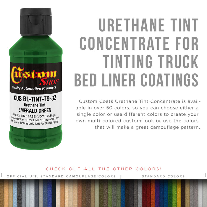 3 oz (Emerald Green Color) Urethane Tint Concentrate for Tinting Truck Bed Liner Coatings - Use in Most Tintable Sprayable and Rollable Liner Brands