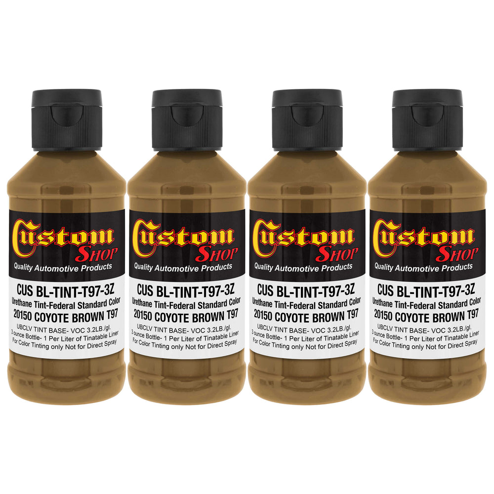 Camouflage Series 3 oz (Coyote Brown Federal Standard Color #20150) Urethane Tint Concentrate for Tinting Truck Bed Liner Coatings - Pack of 4