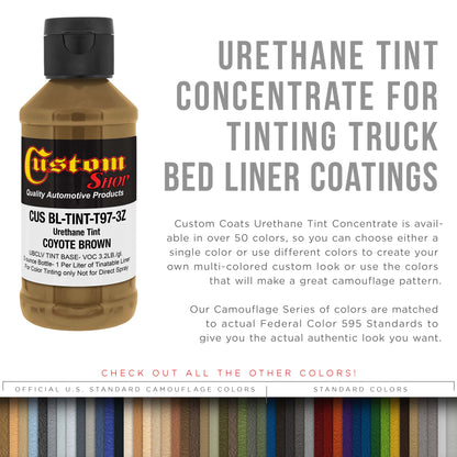 Camouflage Series 3 oz (Coyote Brown Federal Standard Color #20150) Urethane Tint Concentrate for Tinting Truck Bed Liner Coatings
