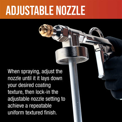Custom Coat Professional Variable Nozzle Bed Liner Spray Application Gun with Regulator - Compatible with 1 Liter U-Pol Raptor & Gravitex Plus Bottles