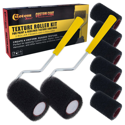 8-Pack Texture Roller Kit: 4" Loop Roller Covers (8pc) & Frames (2pc) - Roll-On Custom Coat Truck Bed Liner Application, Create Textured Effect Paint & Non-Skid Protective Coatings