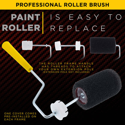 8-Pack Texture Roller Kit: 4" Loop Roller Covers (8pc) & Frames (2pc) - Roll-On Custom Coat Truck Bed Liner Application, Create Textured Effect Paint & Non-Skid Protective Coatings