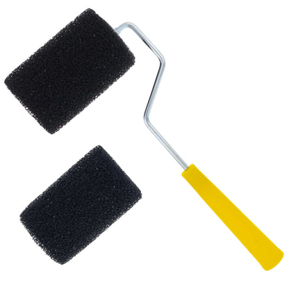 Paint Roller Frame with 2 - 4" x 1/4" Textured Bed Liner Roller Covers - For Roll-On Custom Coat Truck Bedliner Application