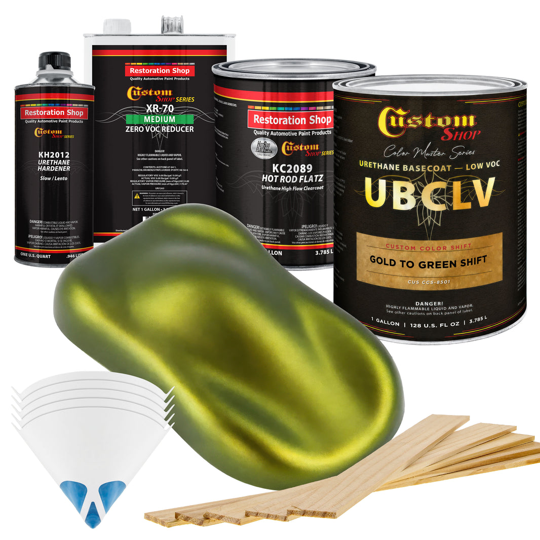 CCS Custom Color Shift Automotive Paint - Gold to Green Shifting Effect - Gallon Matte Kit