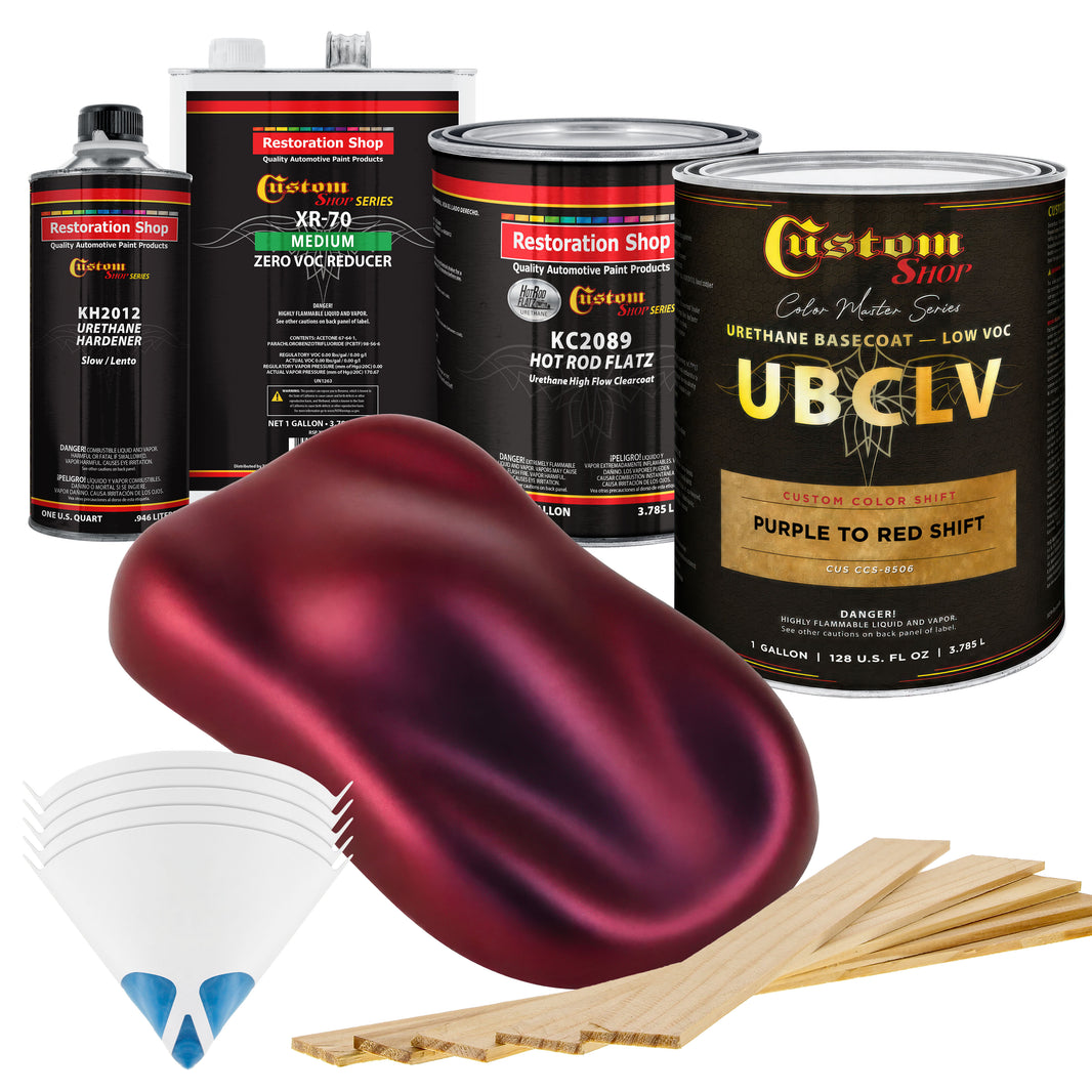 CCS Custom Color Shift Automotive Paint - Purple to Red Shifting Effect - Gallon Matte Kit