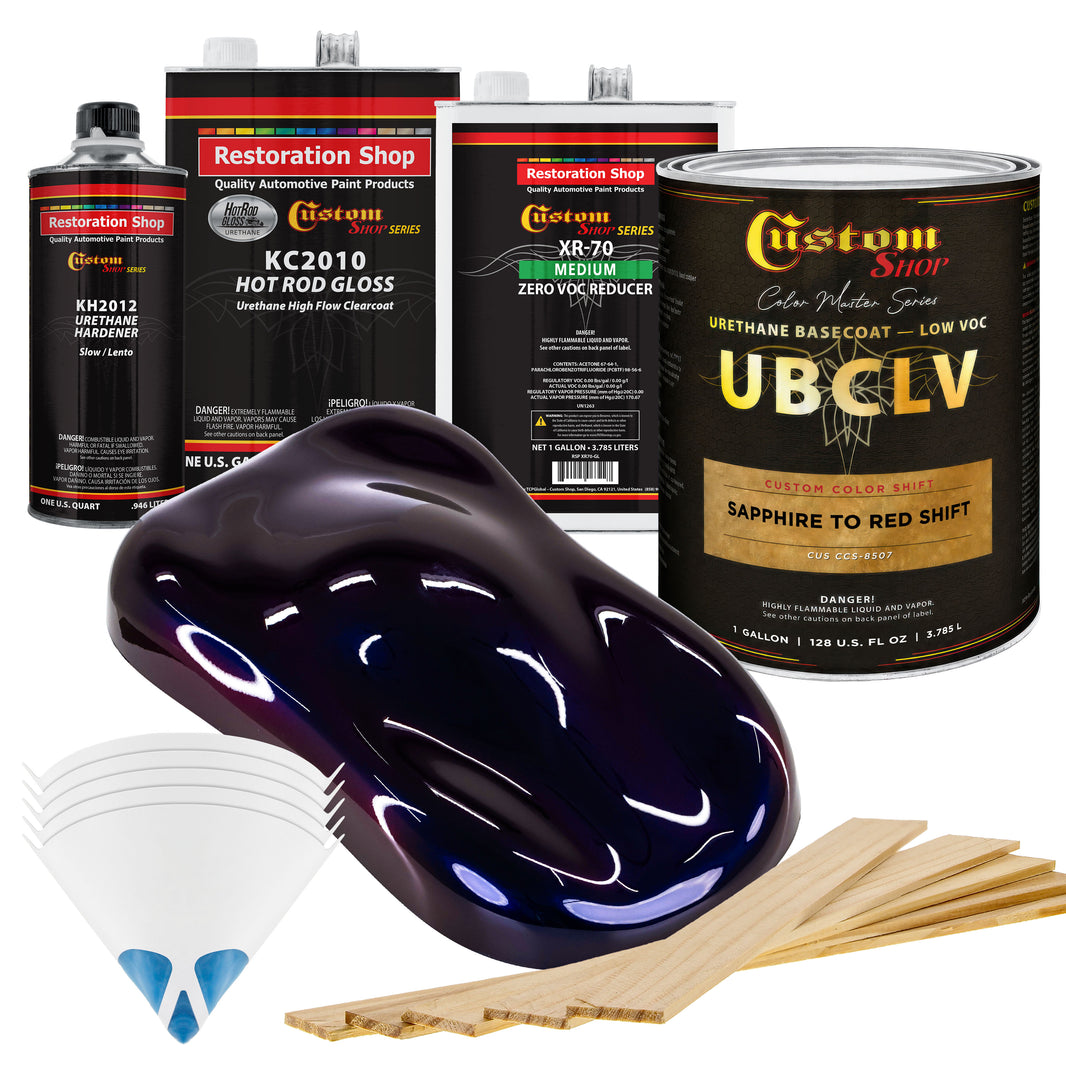 CCS Custom Color Shift Automotive Paint - Sapphire to Red Shifting Effect - Gallon Gloss Kit