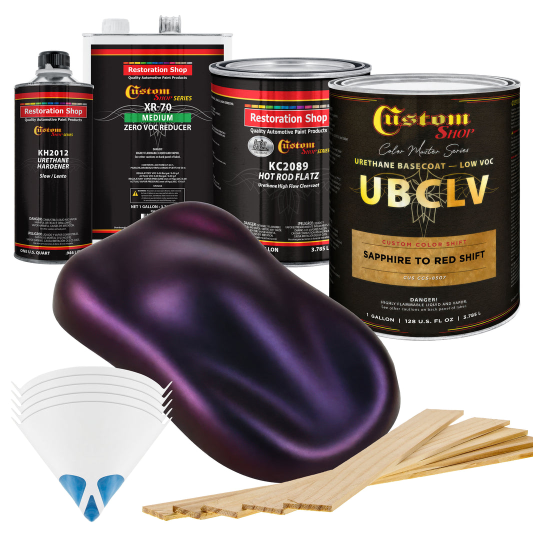 CCS Custom Color Shift Automotive Paint - Sapphire to Red Shifting Effect - Gallon Matte Kit
