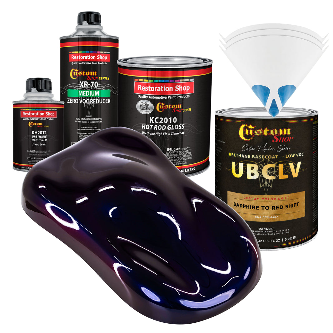 CCS Custom Color Shift Automotive Paint - Sapphire to Red Shifting Effect - Quart Gloss Kit