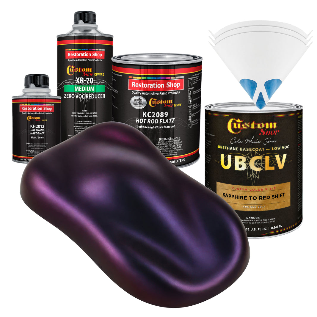 CCS Custom Color Shift Automotive Paint - Sapphire to Red Shifting Effect - Quart Matte Kit