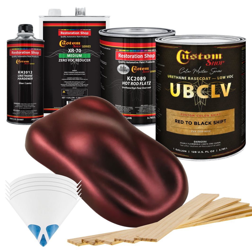 CCS Custom Color Shift Automotive Paint - Red to Black Shifting Effect - Gallon Matte Kit