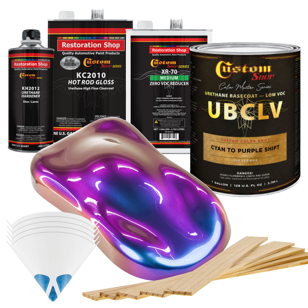 CCS Custom Color Shift Automotive Paint - Cyan to Purple Shifting Effect - Gallon Gloss Kit