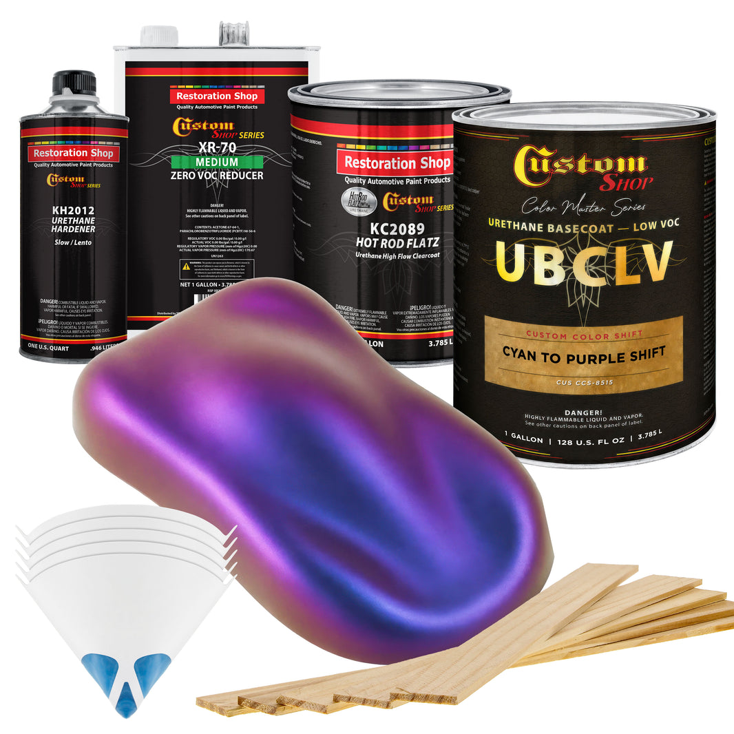 CCS Custom Color Shift Automotive Paint - Cyan to Purple Shifting Effect - Gallon Matte Kit