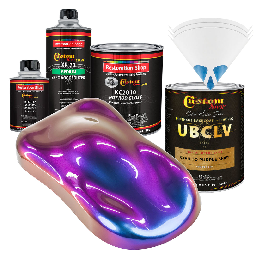 CCS Custom Color Shift Automotive Paint - Cyan to Purple Shifting Effect - Quart Gloss Kit
