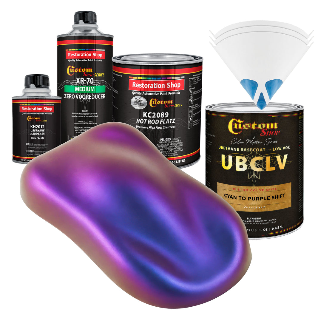 CCS Custom Color Shift Automotive Paint - Cyan to Purple Shifting Effect - Quart Matte Kit