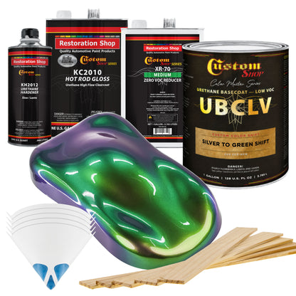 CCS Custom Color Shift Automotive Paint - Silver to Green Shifting Effect - Gallon Gloss Kit
