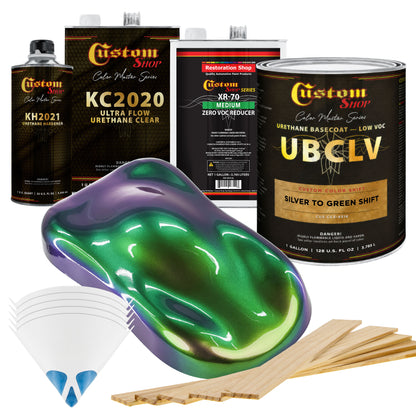 CCS Custom Color Shift Automotive Paint - Silver to Green Shifting Effect - Gallon Ultra Flow Kit