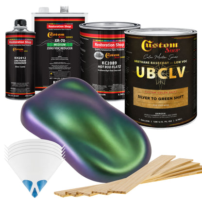 CCS Custom Color Shift Automotive Paint - Silver to Green Shifting Effect - Gallon Matte Kit