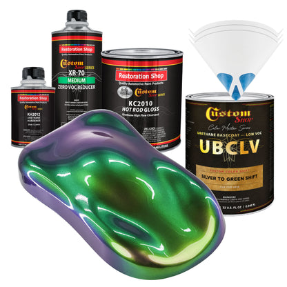 CCS Custom Color Shift Automotive Paint - Silver to Green Shifting Effect - Quart Gloss Kit