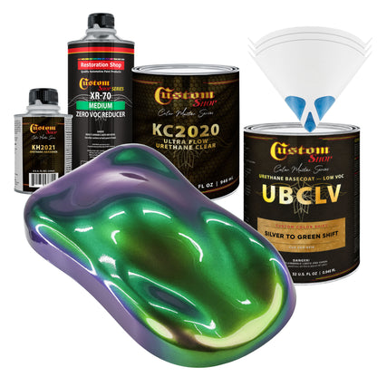 CCS Custom Color Shift Automotive Paint - Silver to Green Shifting Effect - Quart Ultra Flow Kit