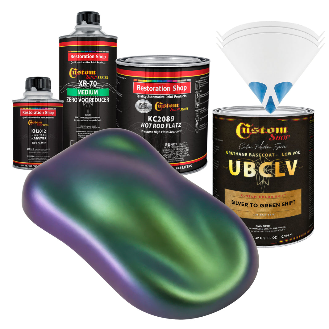 CCS Custom Color Shift Automotive Paint - Silver to Green Shifting Effect - Quart Matte Kit