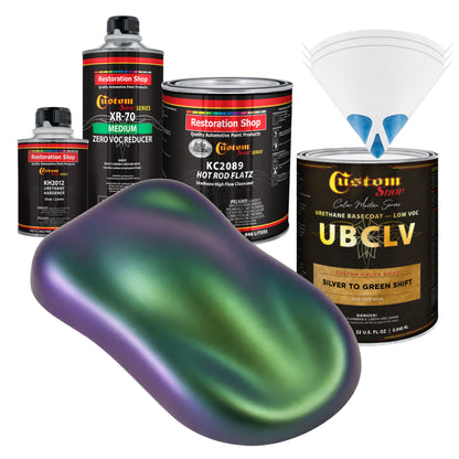 CCS Custom Color Shift Automotive Paint - Silver to Green Shifting Effect - Quart Matte Kit